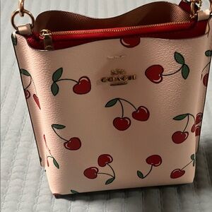 Coach Cream Cherry Print Shoulder Bag
